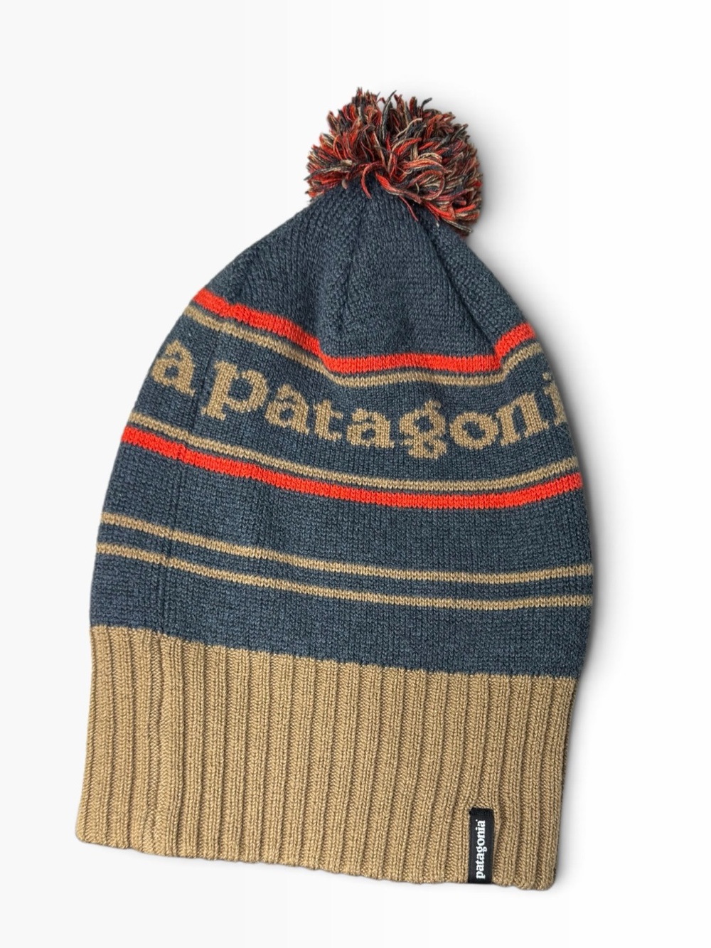 Patagonia Powder Town Knit Beanie with Pom O/S, EUC